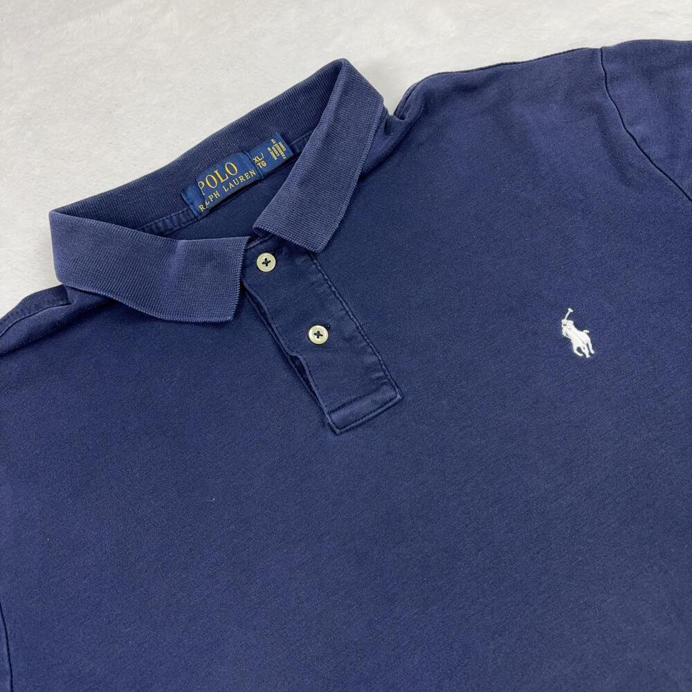 Polo Ralph Lauren Polo Shirt Mens XL Blue Pony Cotton Knit Short Sleeve Logo